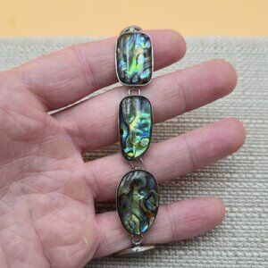 8 Inch Sterling Silver Abalone Shell Colorful Bracelet B609